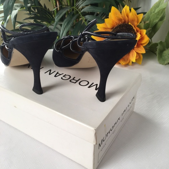 Morgan Taylor Slingback Blue Suede Heels - Picture 8 of 10